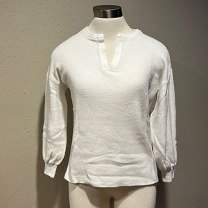 LOFT Textured Split-Neck‎ Sweater White Size XS